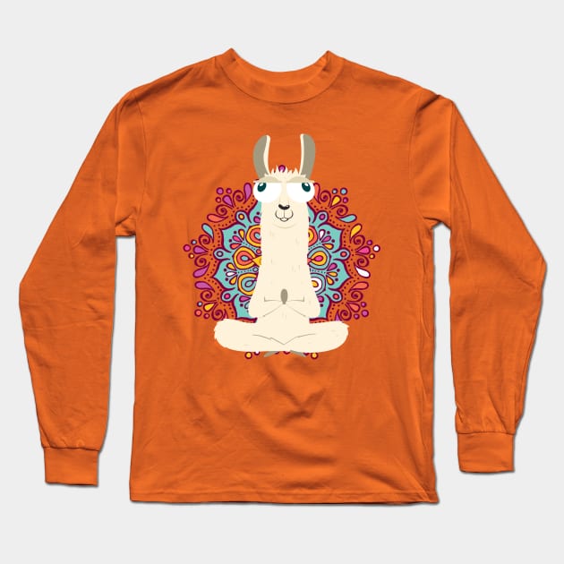 Yoga Llama Long Sleeve T-Shirt by Namarqueza